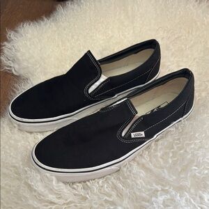 Vans Black and White Slip-On Loafers